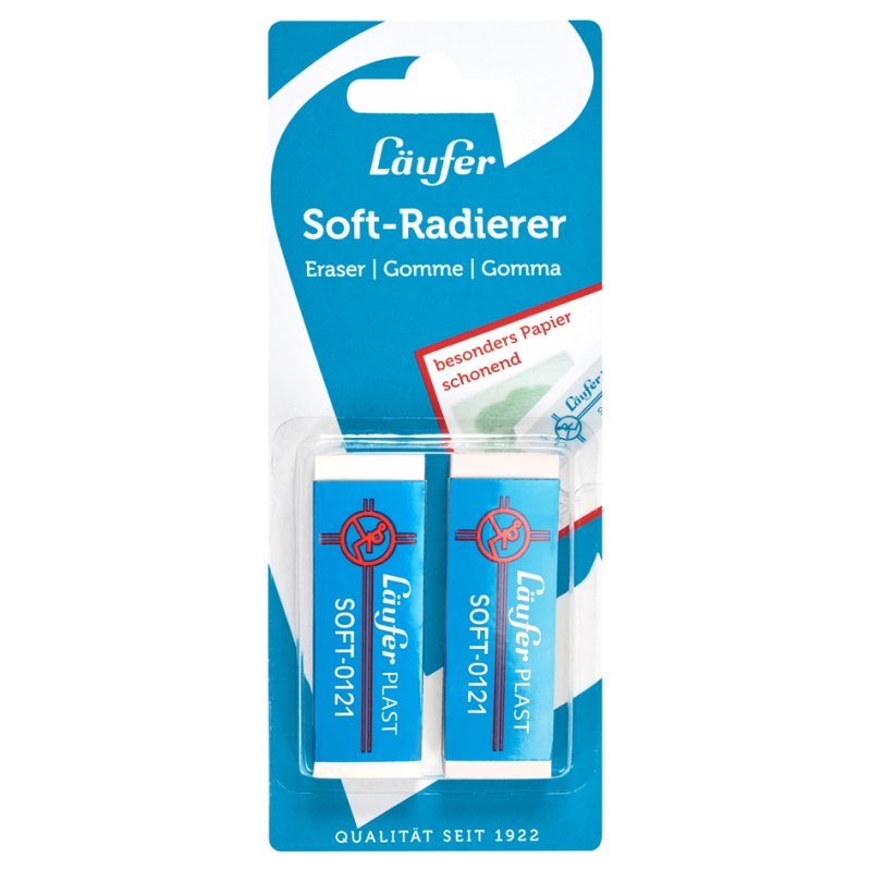 Läufer gomme plastique, souple, blanc, 2 pièces