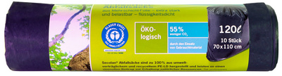 Secolan zware-lading vuilniszakken, zwart, 120 liter, 10 stuks