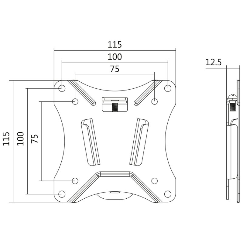LogiLink Support mural TV plat, 13-27 pouces, acier noir, max 25 kg