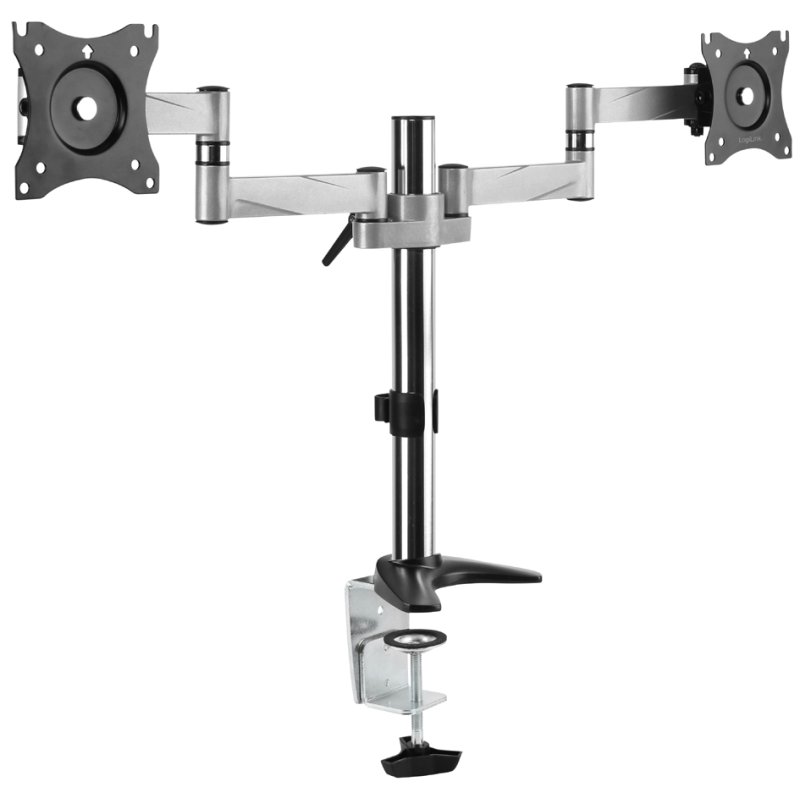 LogiLink bras double moniteur, 13-27 pouces, noir/argent, longueur de bras 342 mm
