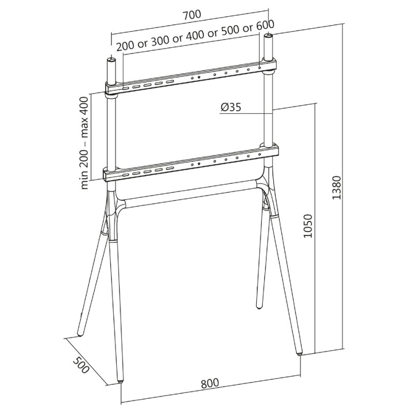 LogiLink Support TV, 49-70 pouces, design 4 pieds, noir