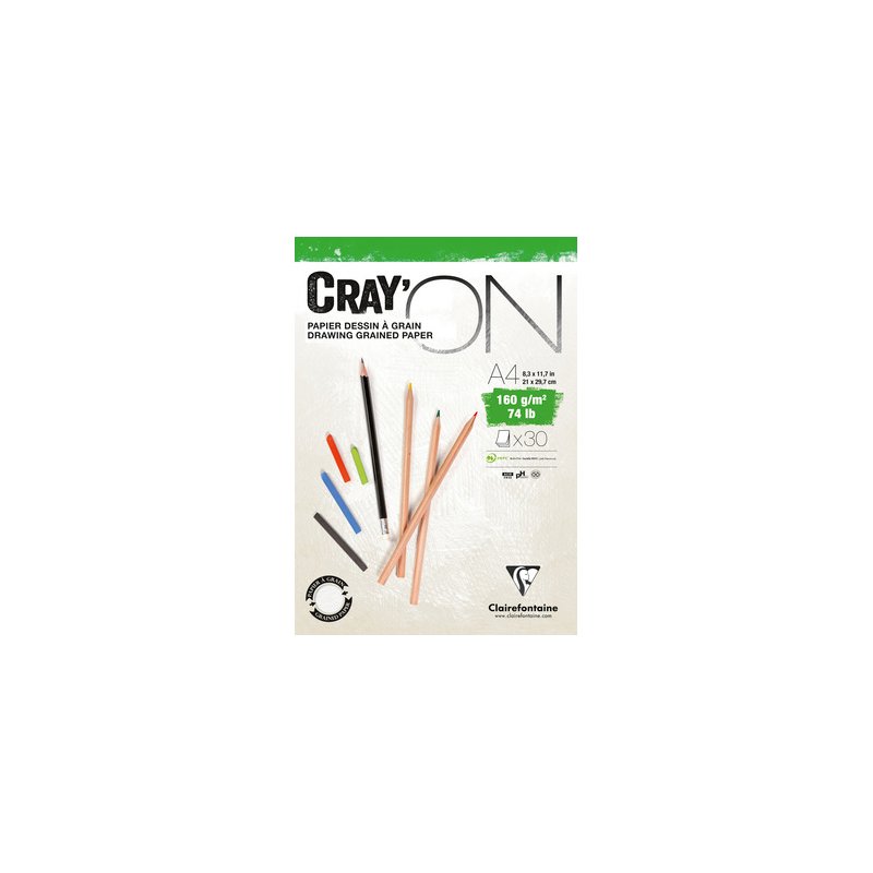 Clairefontaine bloc de papier à dessin CRAY'ON, A3, blanc, 50 feuilles