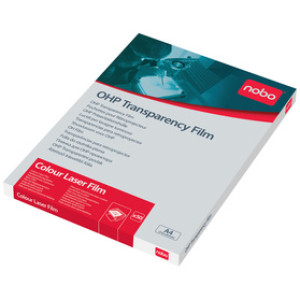 Nobo transparante folie voor kleurenlaserprinters, A4, 120 micron, 50 stuks