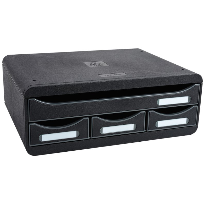 EXACOMPTA ladenblok TOOLBOX MINI, 4 laden, zwart, 355×270×135 mm
