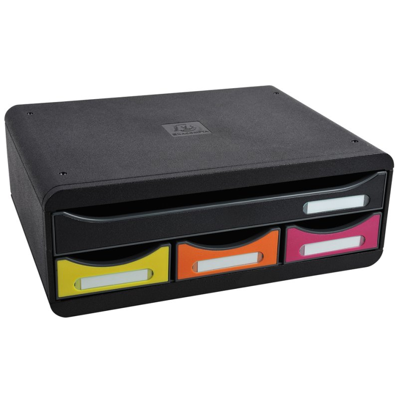 EXACOMPTA ladenblok TOOLBOX MINI, 4 laden, zwart, 355×270×135 mm