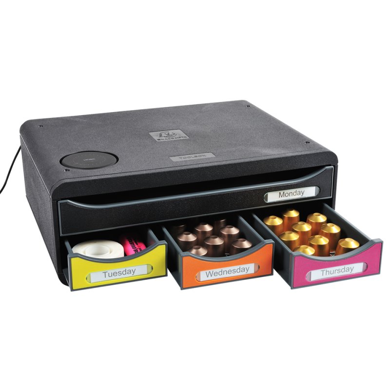EXACOMPTA ladenkastje TOOLBOX MINI QI, 4 laden, inductie-laadfunctie, meerkleurig