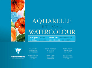 Clairefontaine aquarelblok Etival, 24×30 cm, 200 g/m², 25 vel