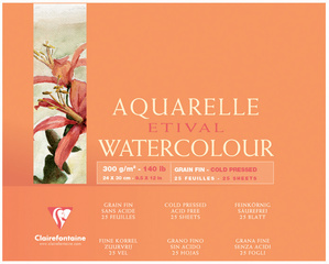 Clairefontaine aquarelblok ETIVAL, 180 × 240 mm, 25 vel, 300 g/m²
