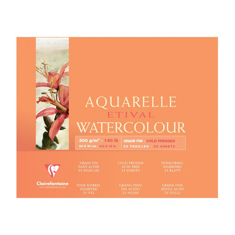 Clairefontaine bloc aquarelle ETIVAL, 24×24 cm, 300 g/m², 25 feuilles