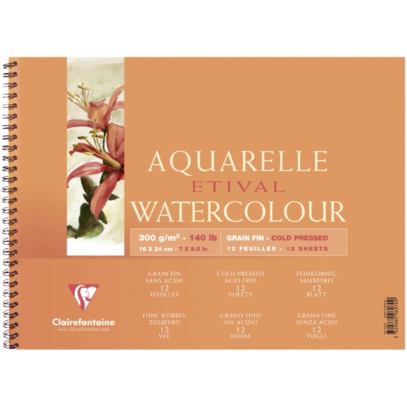 Clairefontaine bloc aquarelle Etival, 360 × 480 mm, 12 feuilles, 300 g/m²