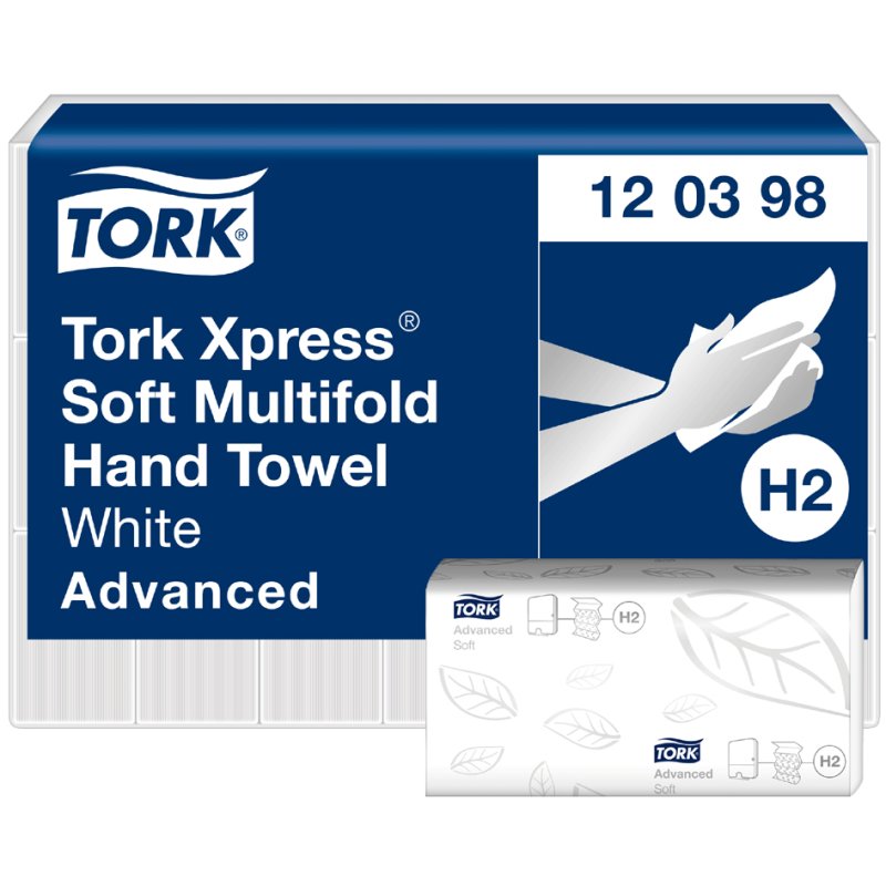 Tork essuie-mains pliants multifeuille, 210 × 255 mm, blanc, 21 × 180 feuilles