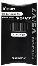 Pilot inktpatronen V5/V7, zwart, documentecht, 3 stuks