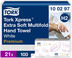 Tork Xpress multivouwhanddoekjes, 212 × 340 mm, wit, 2100 stuks