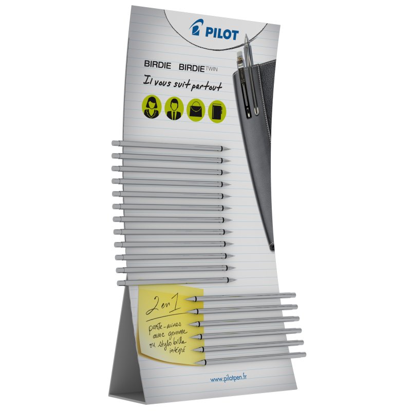 PILOT Birdie Twin multifunctional pen, ballpoint pen + pencil, metal body, 18 pieces