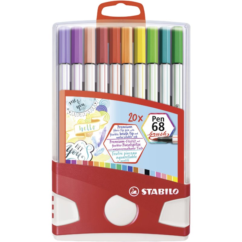 STABILO felt-tip Pen 68 brush, brush tip, 20 colours, ColorParade