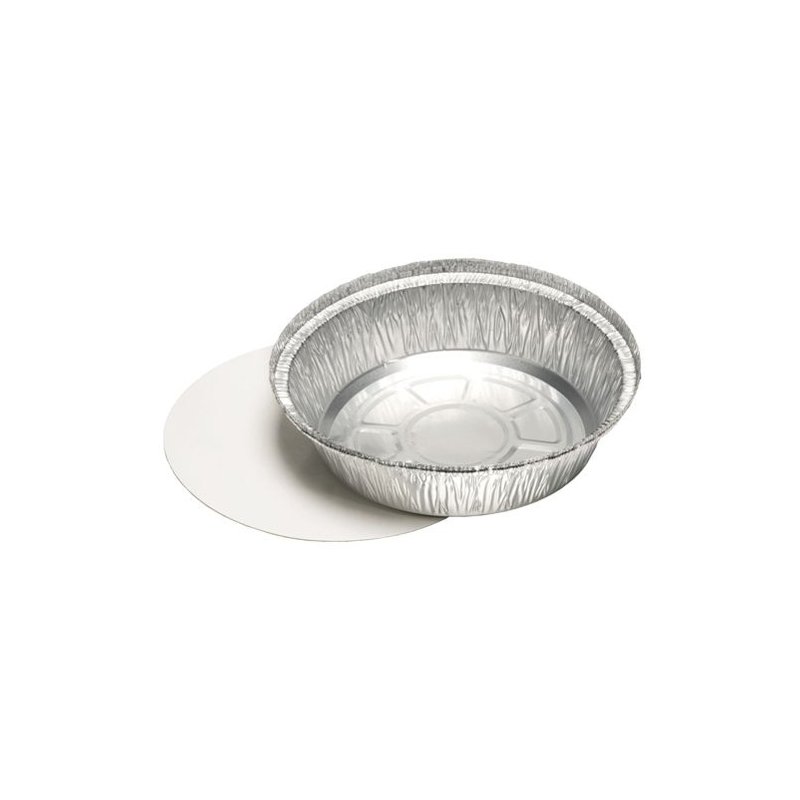 STARPAK plateau aluminium rond avec couvercle, 770 ml, 182 mm, 25 pièces