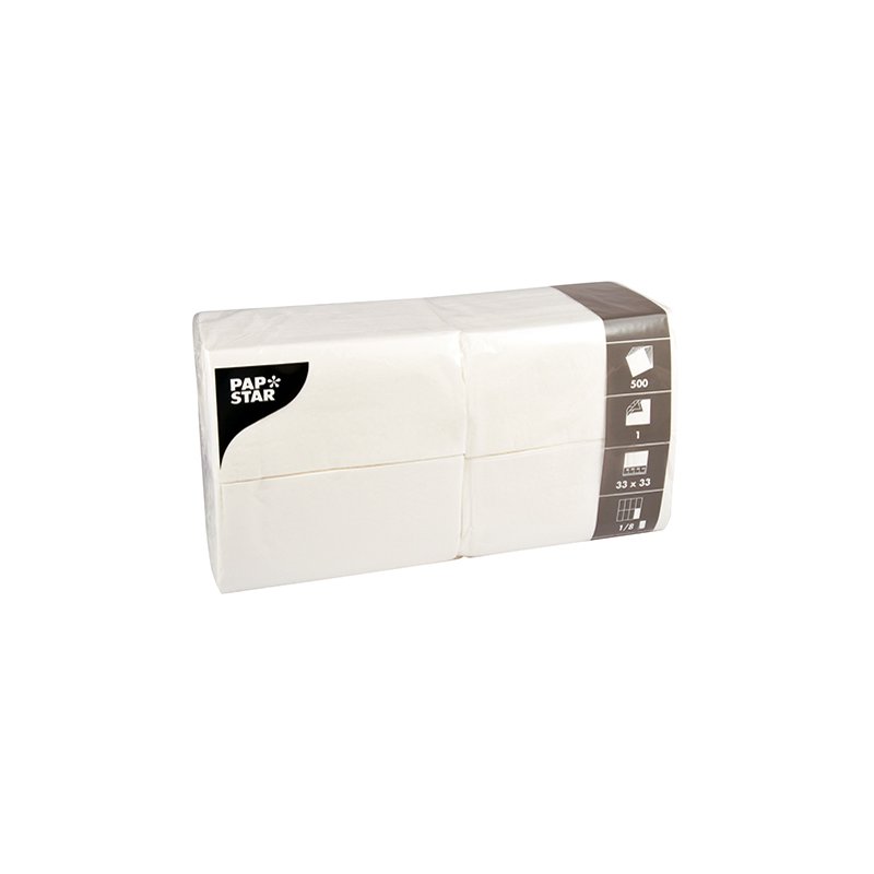PAPSTAR Serviettes Bistro, 33×33 cm, blanc, 2 plis, 250 pièces