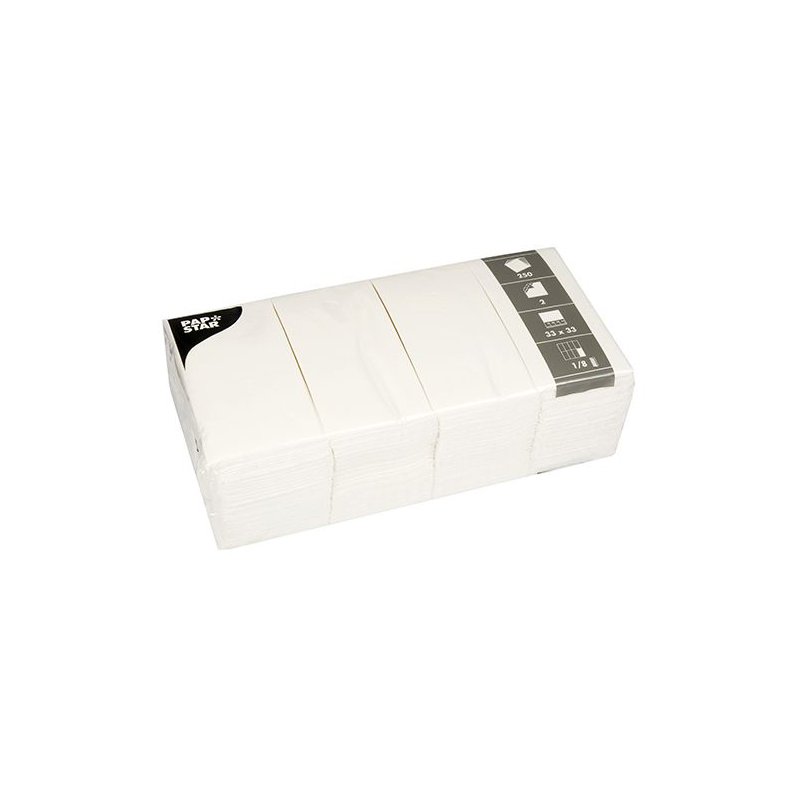 PAPSTAR Serviettes Bistro, 33×33 cm, blanc, 2 plis, 250 pièces
