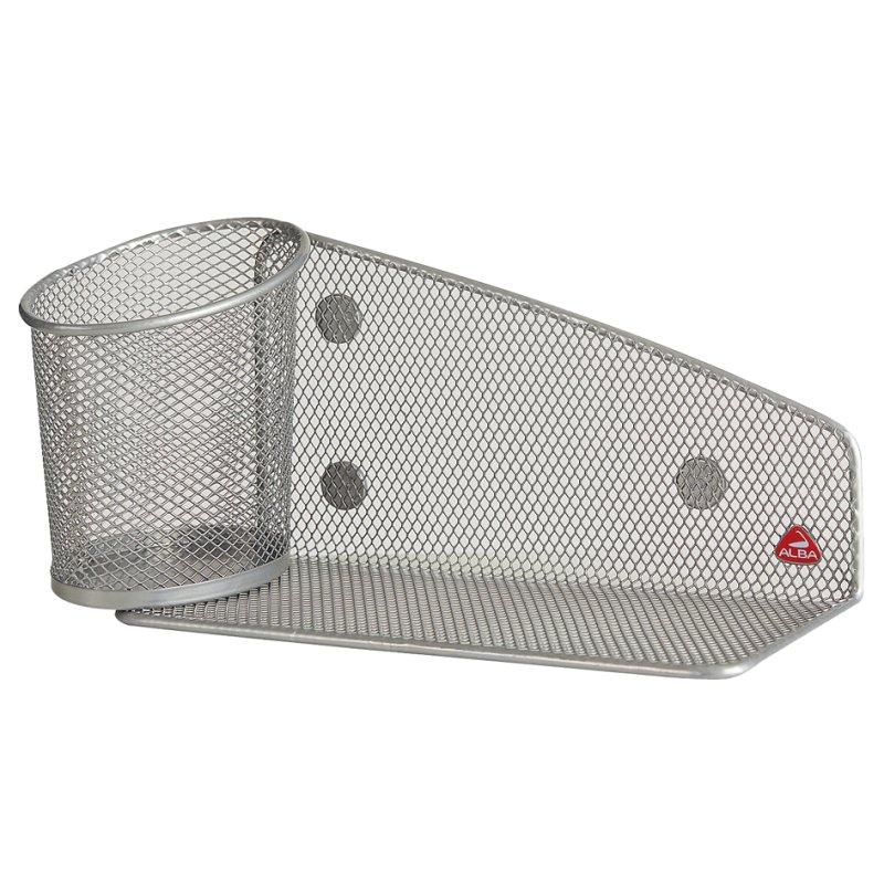 ALBA accessoirehouder MESHTAB whiteboard, zilvergrijs, magnetisch, 120×73×103 mm