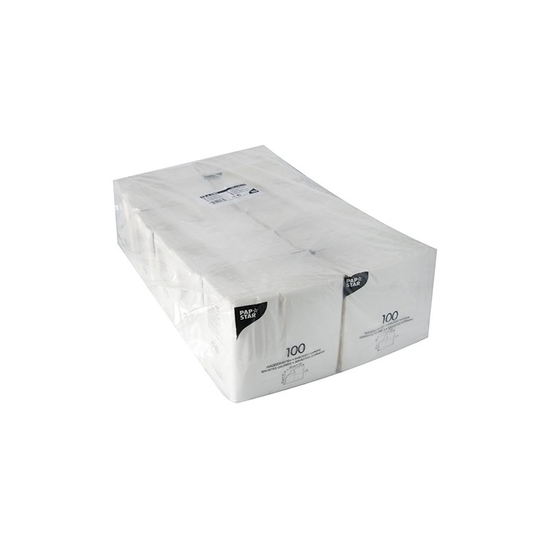 PAPSTAR serviettes de déjeuner, 33×33 cm, 1 pli, blanc