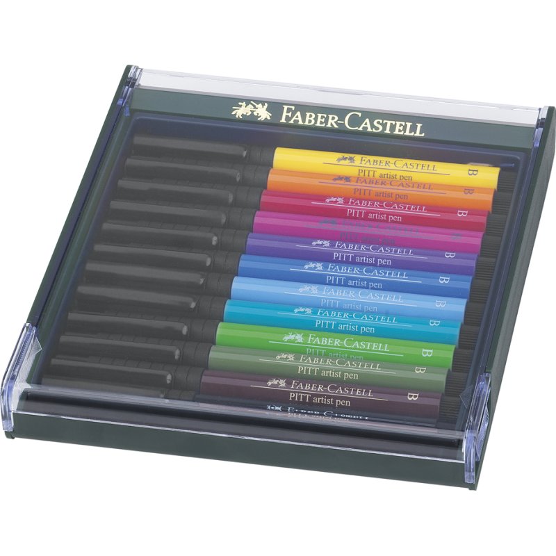 Faber-Castell crayons Pitt Artist, pointe pinceau, couleurs de base, 12 pièces