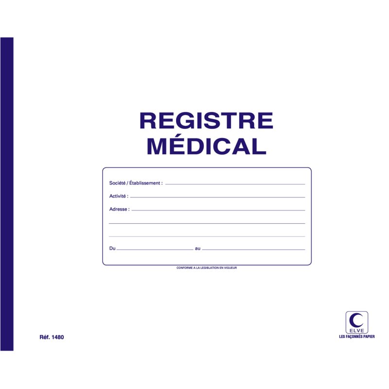ELVE medisch register gelinieerd, blauw, 60 pagina's, 240×320 mm, 21 lijnen
