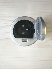 kerkmann inbouwstopcontact links, 1× stopcontact, 1× USB, zilver