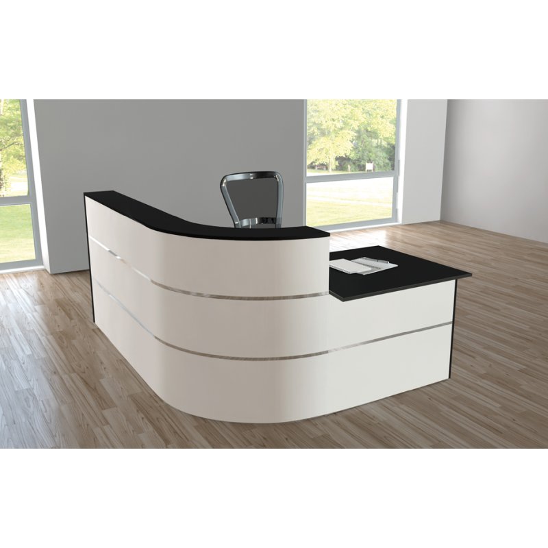 kerkmann comptoir Cento 4, blanc/anthracite, 180×195×110 cm, avec place de conseil