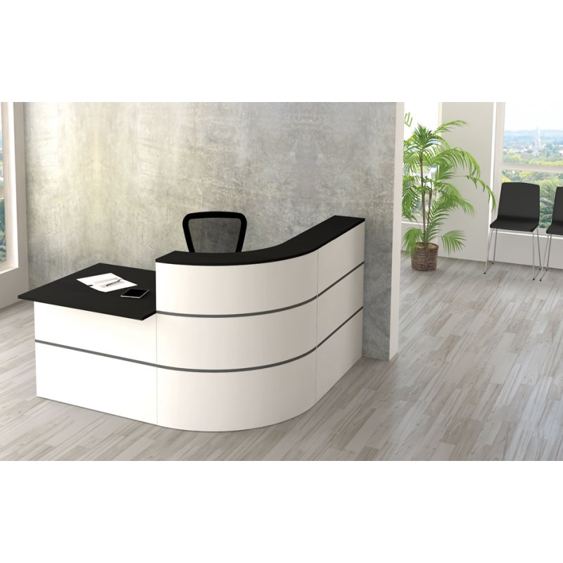kerkmann comptoir Cento 4, blanc/anthracite, 180×195×110 cm, avec place de conseil