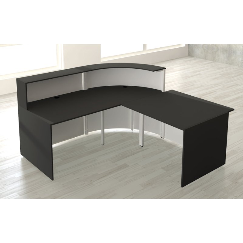 kerkmann comptoir Cento 4, blanc/anthracite, 180×195×110 cm, avec place de conseil