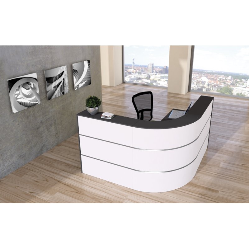 kerkmann L-balie Cento 2A, wit/antraciet, 1800×1800×1100 mm