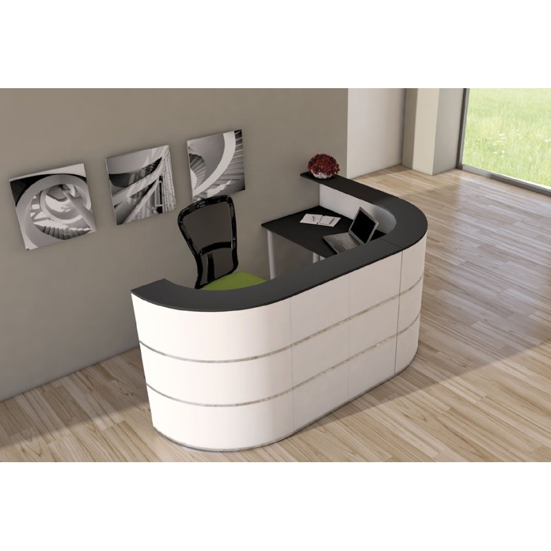 kerkmann L-balie Cento 6, wit/antraciet, 260×180×110 cm, hout/staal