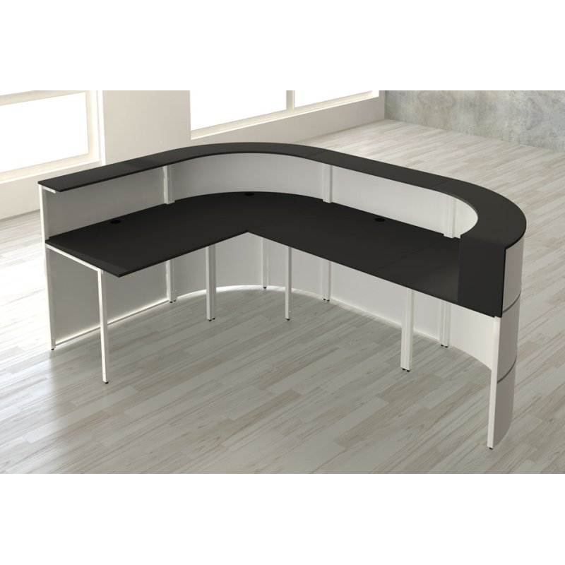 kerkmann Comptoir L Cento 6, blanc/anthracite, 260×180×110 cm, bois/acier
