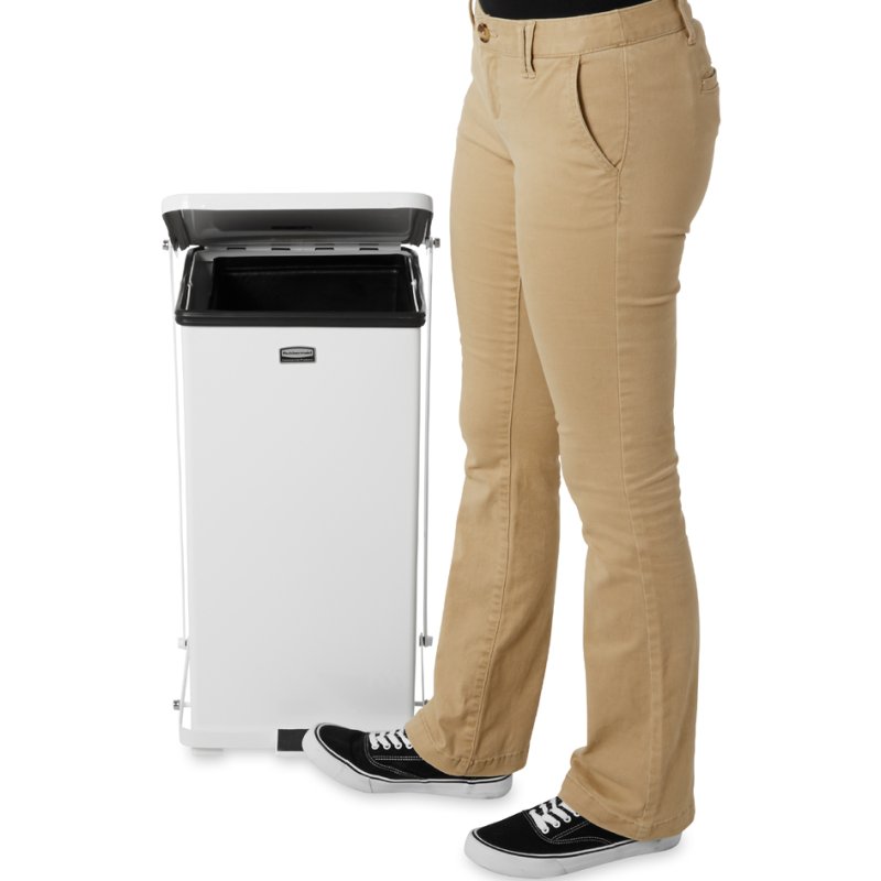 Rubbermaid Steel-Defender pedal bin, white, 24 litres, stainless steel