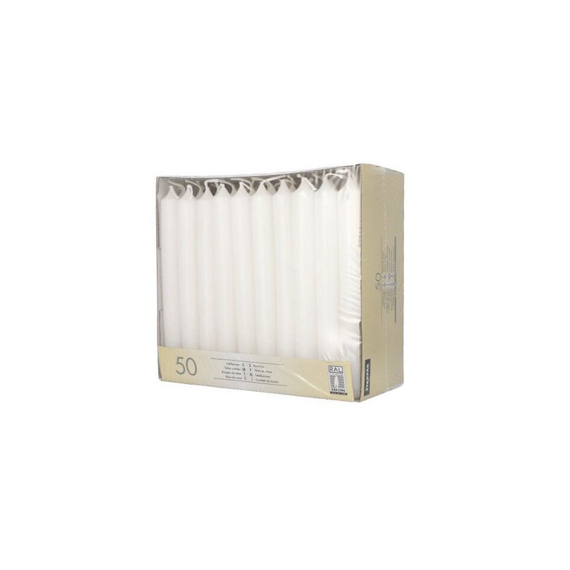 STARPAK bougies de table, blanc, 21 mm, 50 pièces