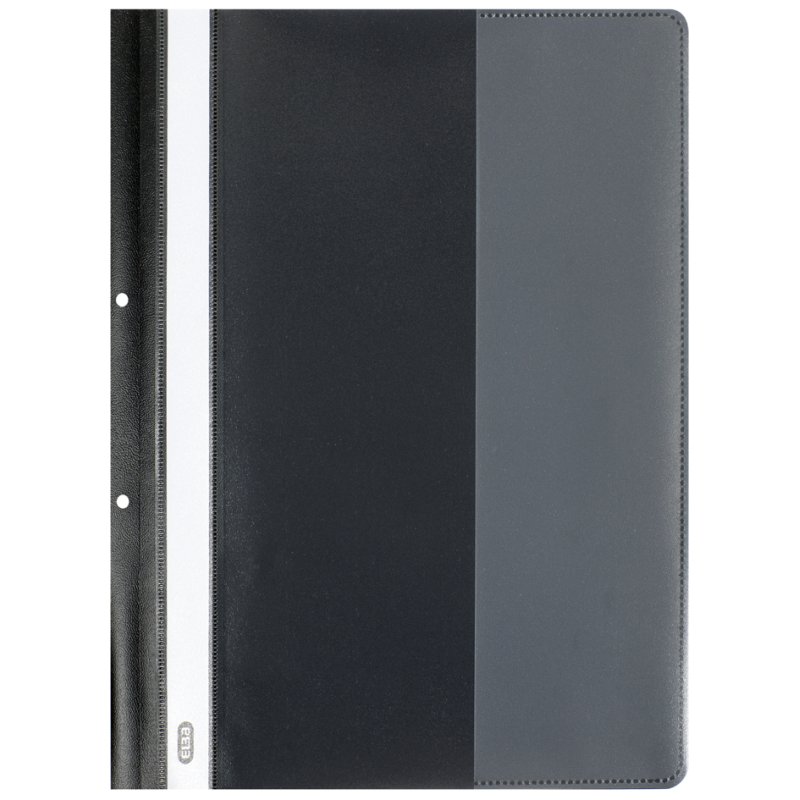 Oxford A4 folder with fold, black polypropylene, transparent front cover