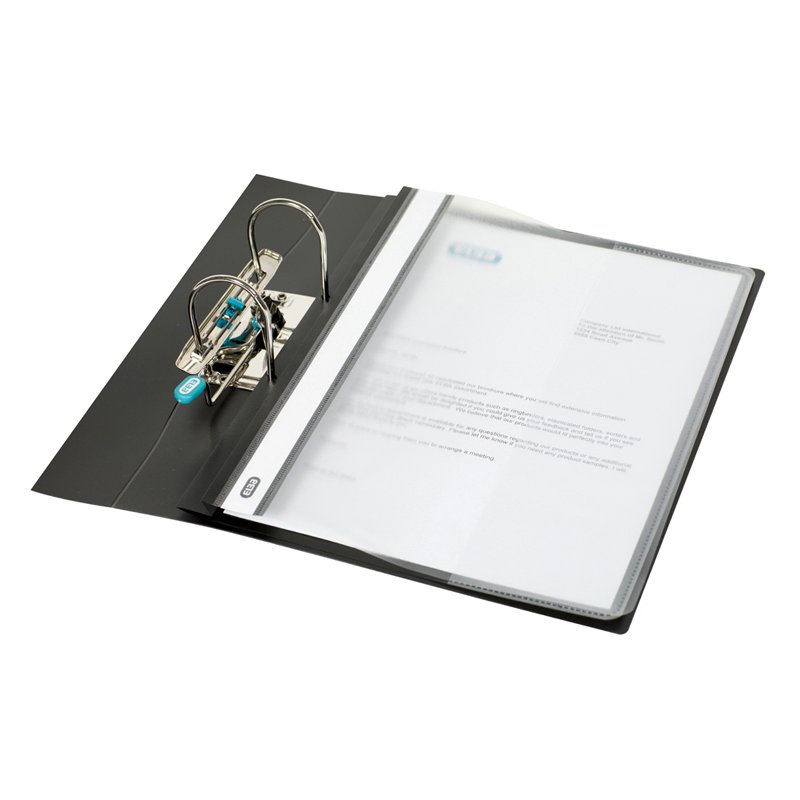 Oxford A4 folder with fold, black polypropylene, transparent front cover