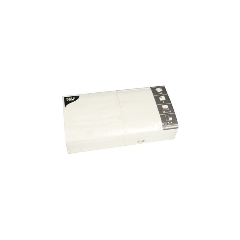 PAPSTAR serviettes de table, 33×33 cm, 2 plis, blanc, 250 pièces