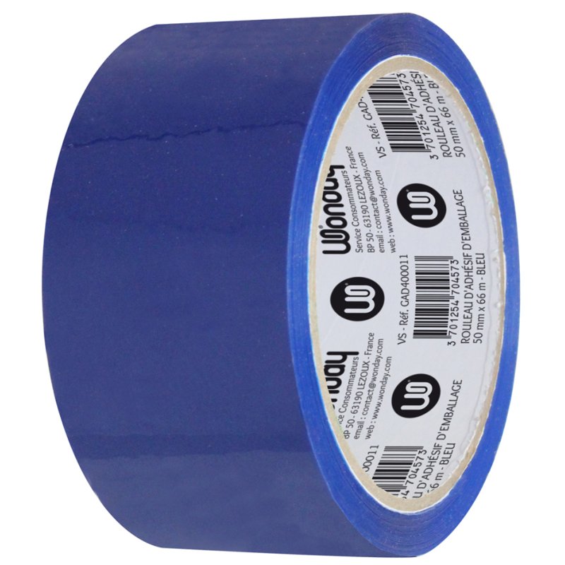 Wonday ruban d'emballage PP, bleu, 50 mm × 66 m