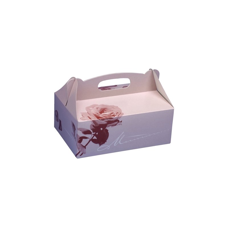 PAPSTAR boîte pâtisserie avec poignée, 200×130×90 mm, rosé, 20 pièces