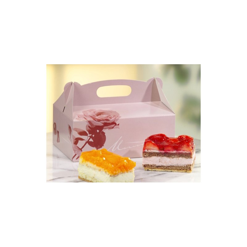 PAPSTAR boîte pâtisserie avec poignée, 200×130×90 mm, rosé, 20 pièces