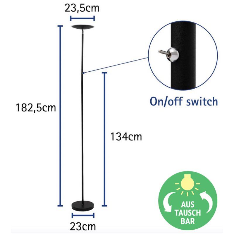 MAUL LED floor lamp MAULsphere, matt black, 26W, 2570 lumens
