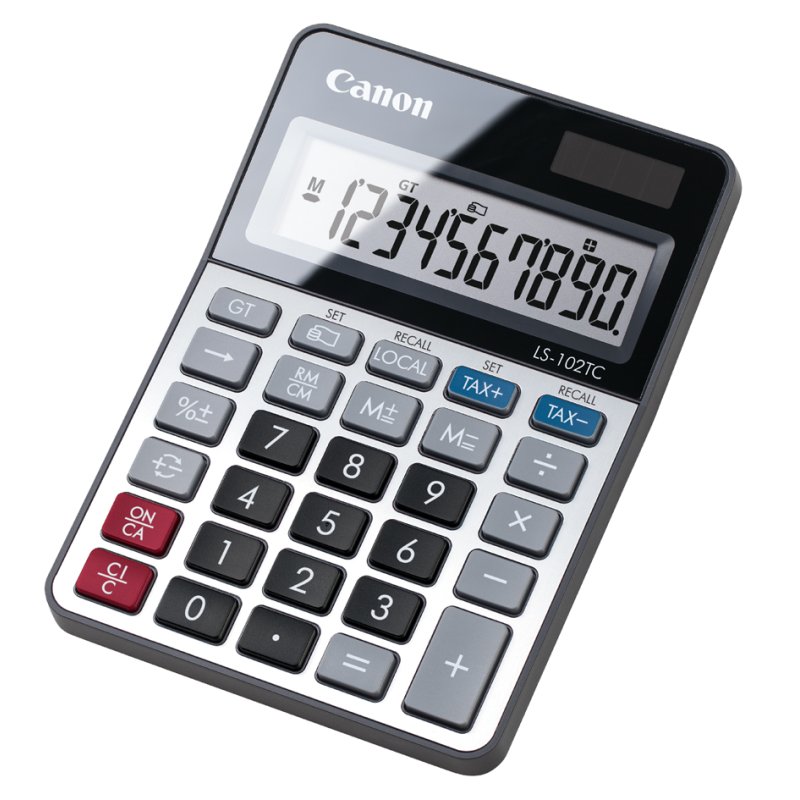 Canon Calculatrice LS-102TC, affichage 10 chiffres, énergie solaire/piles, matière recyclée