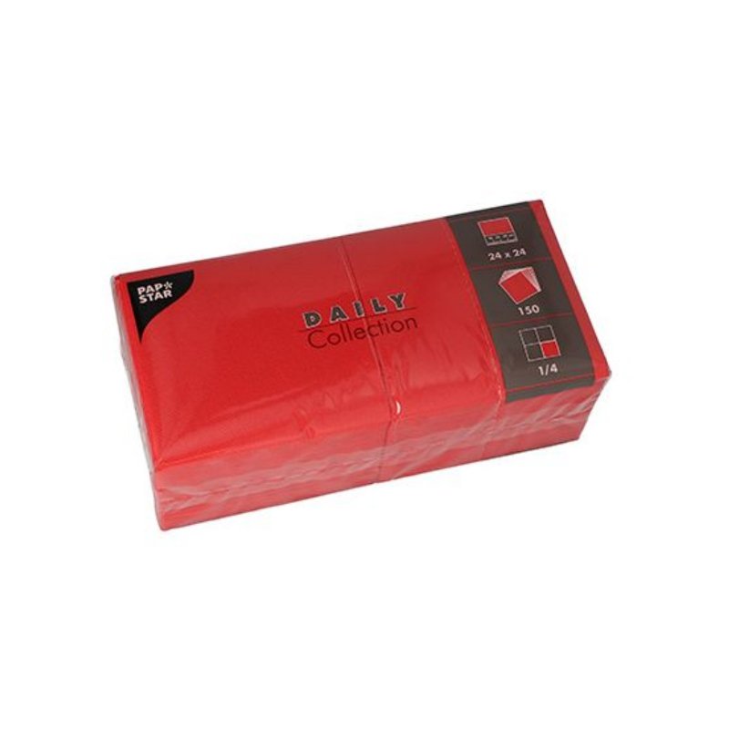 PAPSTAR serviettes cocktail, 240×240 mm, rouge, 3 plis