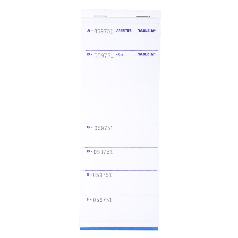 Exacompta restaurantblok, blauw/wit, 96 × 260 mm, triplicate, 50 vel