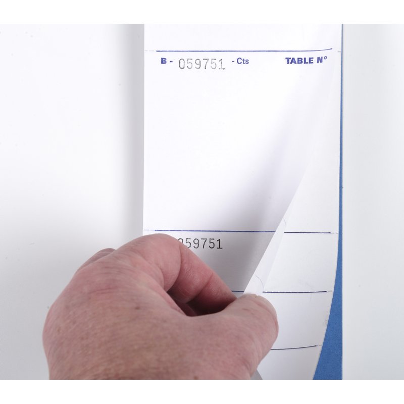 Exacompta restaurantblok, blauw/wit, 96 × 260 mm, triplicate, 50 vel