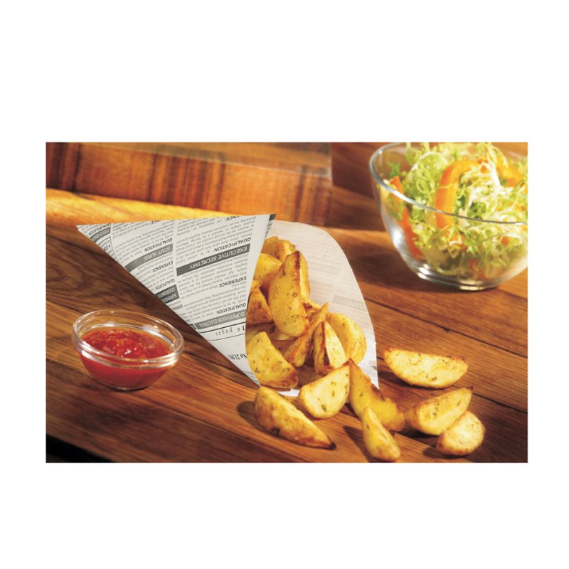 PAPSTAR newsprint cone bags, black/white, grease-proof, compostable, 1000 pieces