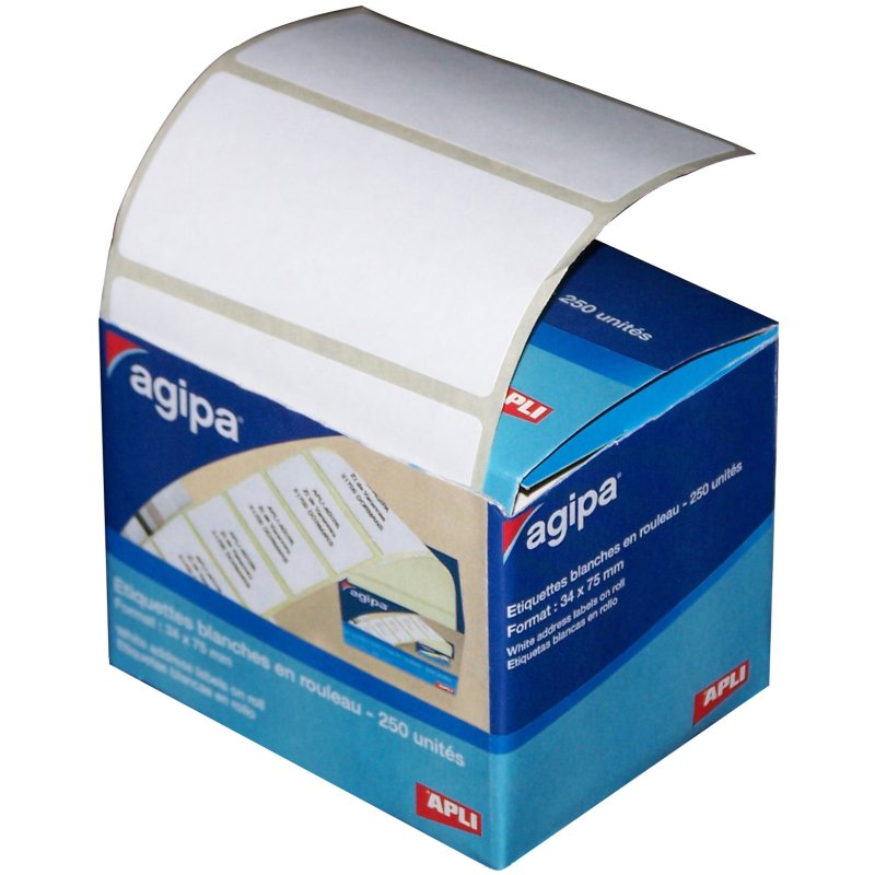 agipa verzendetiketten, 75 × 34 mm, wit, 250 stuks