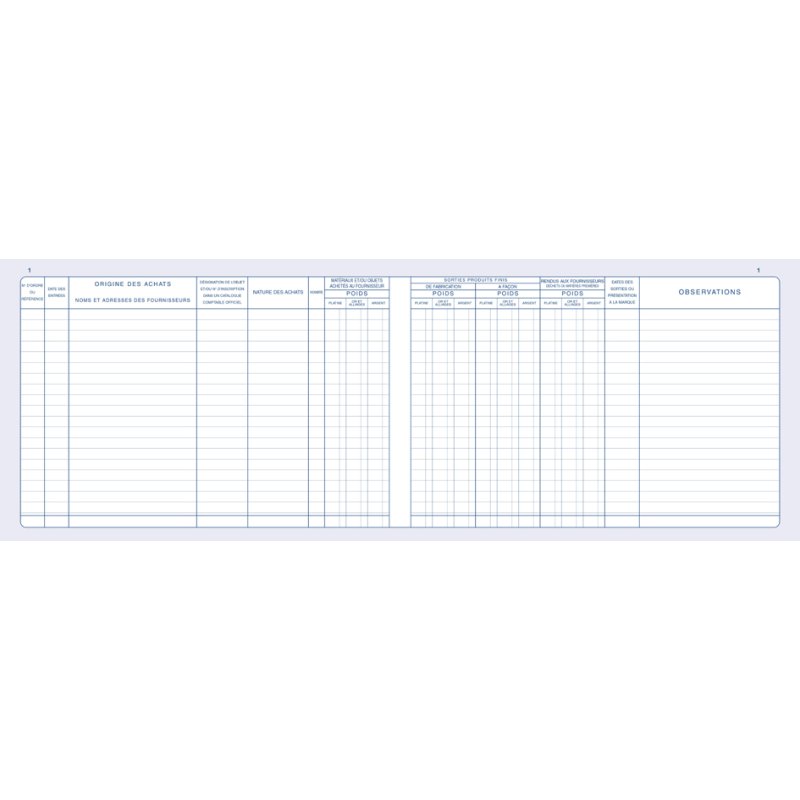 ELVE registre pour bijoutiers, 210 × 300 mm horizontal, 200 pages