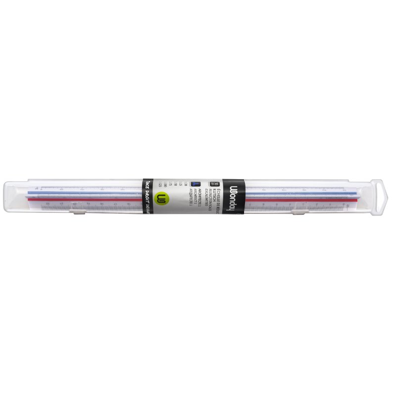 Wonday règle triangulaire graduée ingénieur, plastique, blanc, 30 cm